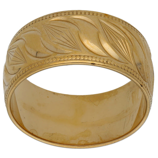 9ct Gold Patterned Wedding Ring Size N