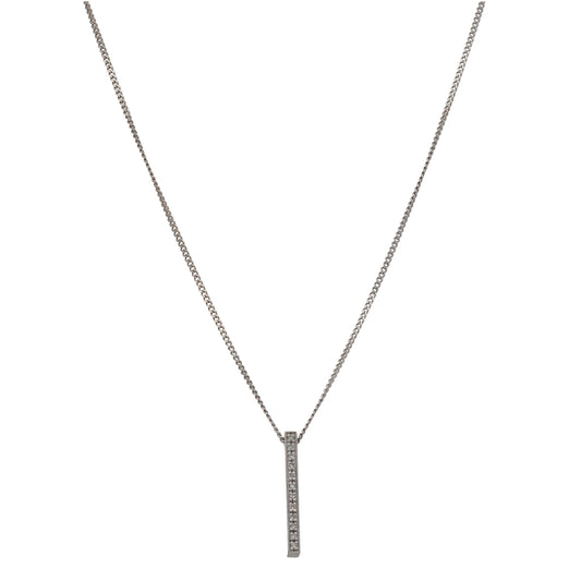 9ct White Gold 0.12ct Diamond Dress/Cocktail Pendant With Chain