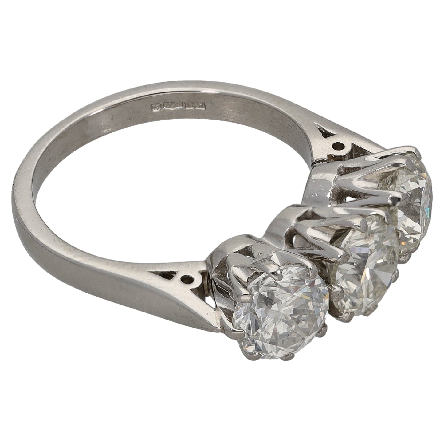 Platinum 2.30ct Diamond Trilogy Ring Size K