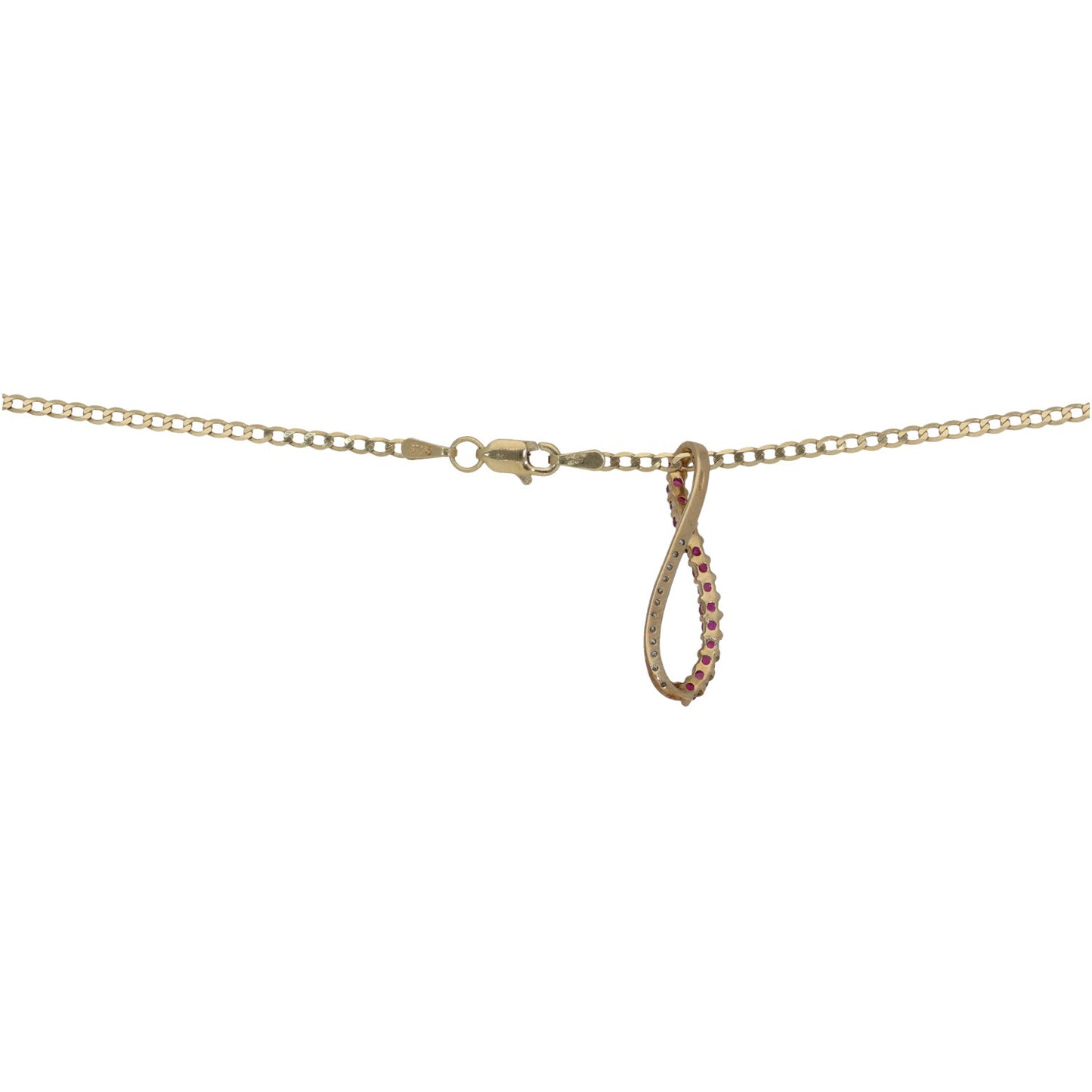 9ct Gold Ruby & 0.06ct Diamond Dress/Cocktail Pendant With Chain