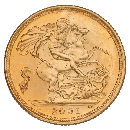 22ct Gold Queen Elizabeth II Full Sovereign Coin 2001