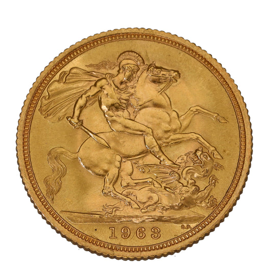 22ct Gold Queen Elizabeth II Full Sovereign Coin 1963