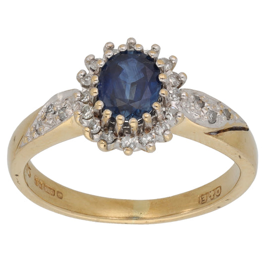 9ct Gold 0.15ct Diamond Sapphire Dress/Cocktail Ring Size K