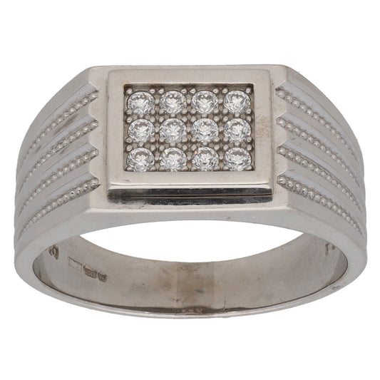 18ct White Gold Cubic Zirconia Dress/Cocktail Ring Size S