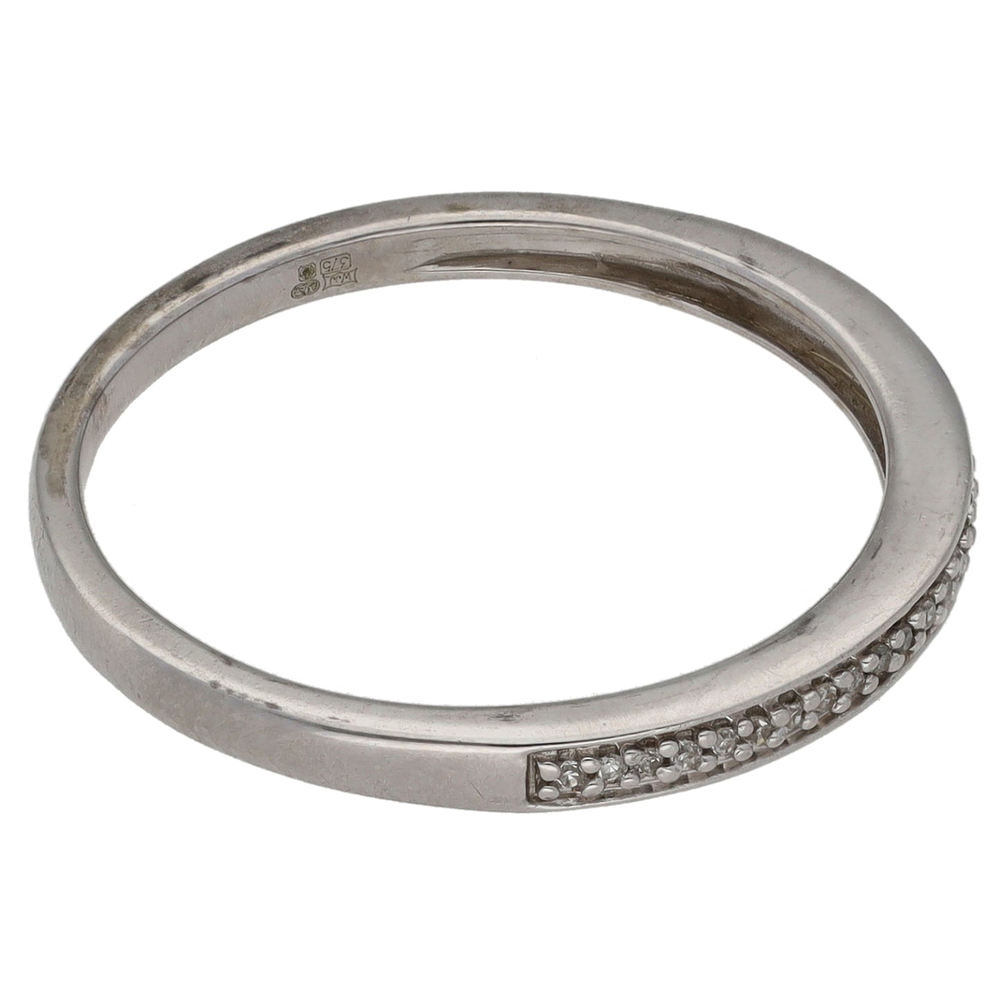 9ct White Gold 0.06ct Diamond Half Eternity Ring Size Q