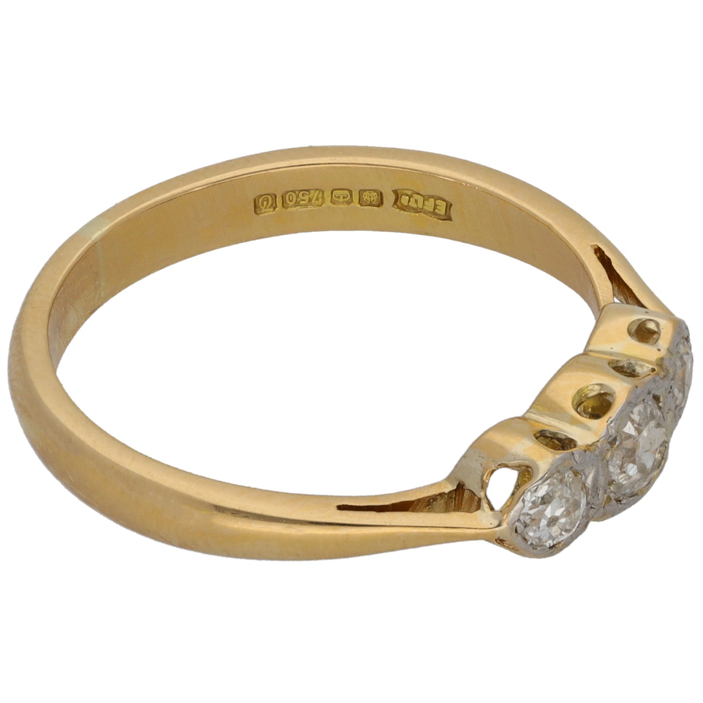 18ct Gold 0.29ct Diamond Trilogy Ring Size O