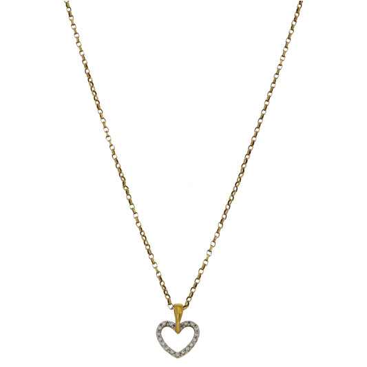 9ct Gold 0.255ct Diamond Heart Pendant With Chain