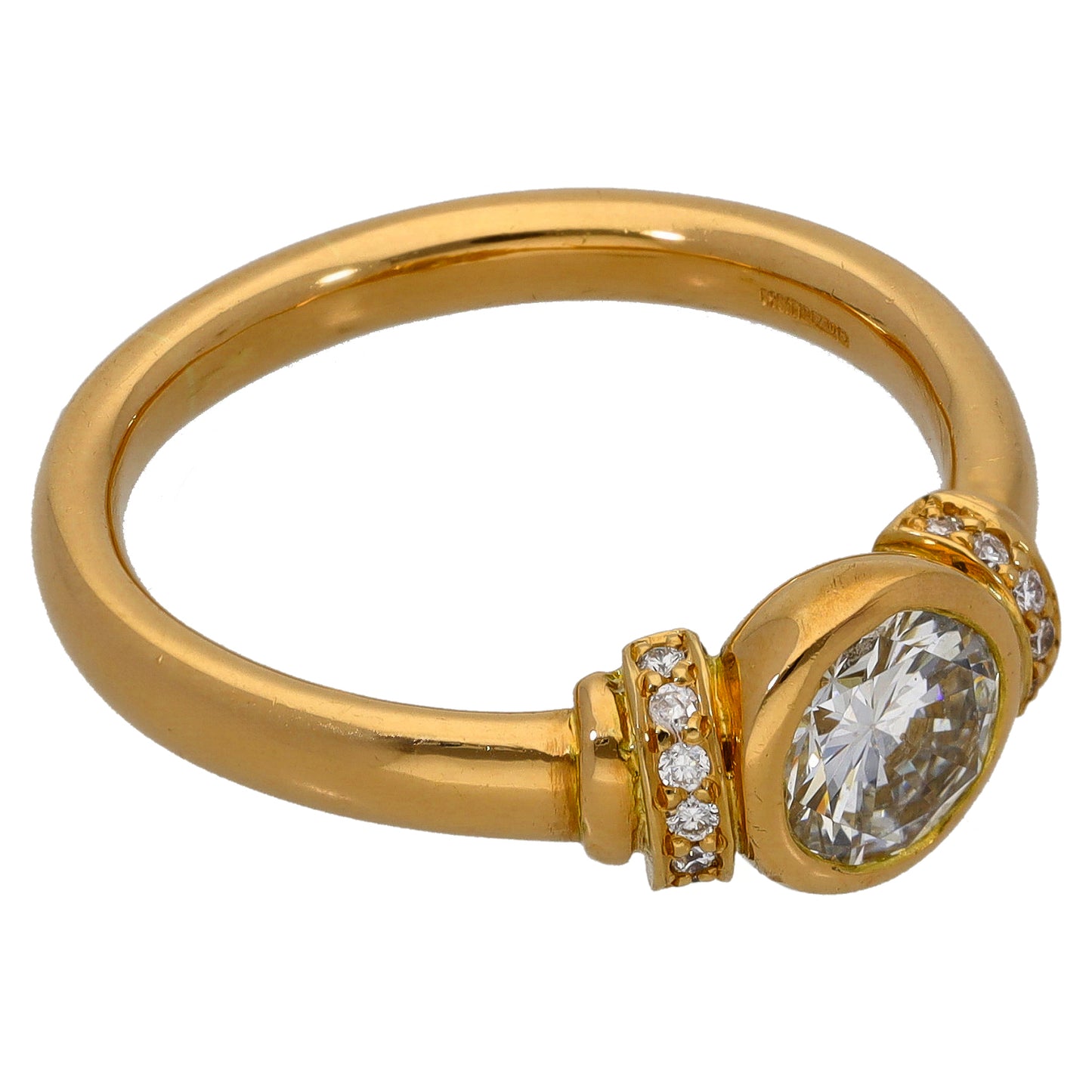 18ct Gold 1.20ct Diamond Solitaire Ring With Accent Stones Size Q