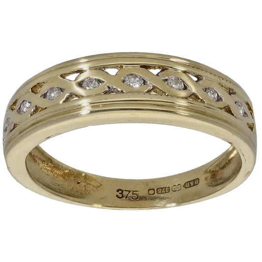 9ct Gold 0.08ct Diamond Half Eternity Ring Size M