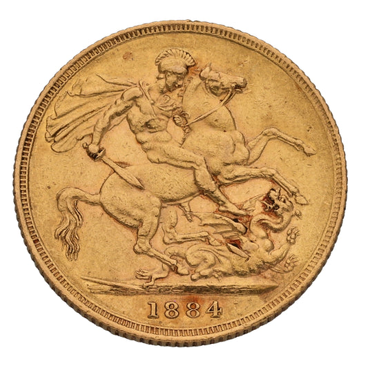 22ct Gold Queen Victoria Full Sovereign Coin 1884