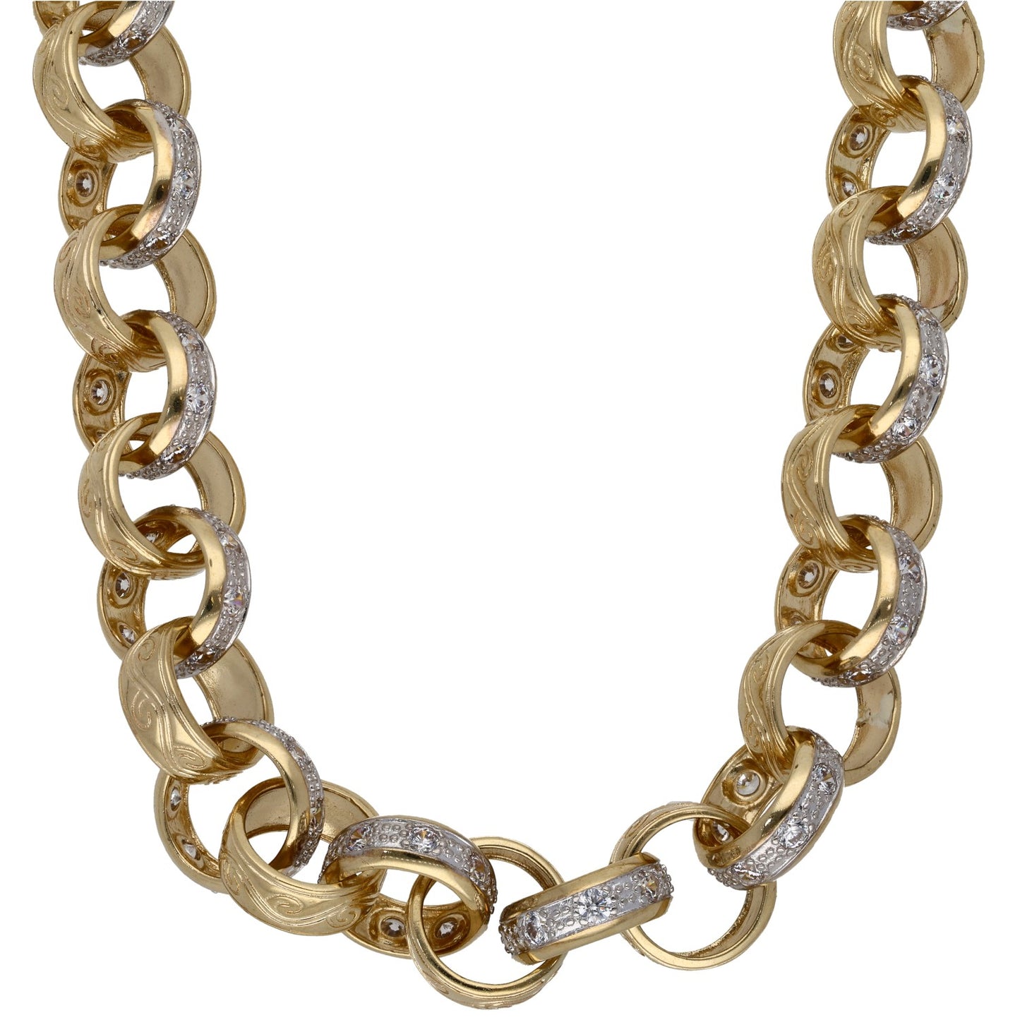 9ct Gold Cubic Zirconia Belcher Chain 24"