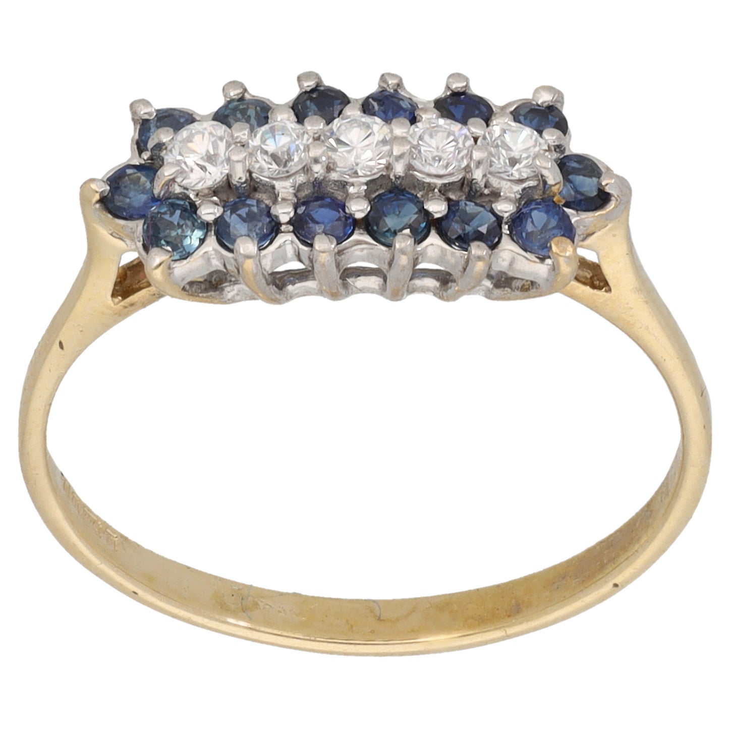 9ct Gold Sapphire & Cubic Zirconia Dress/Cocktail Ring Size P