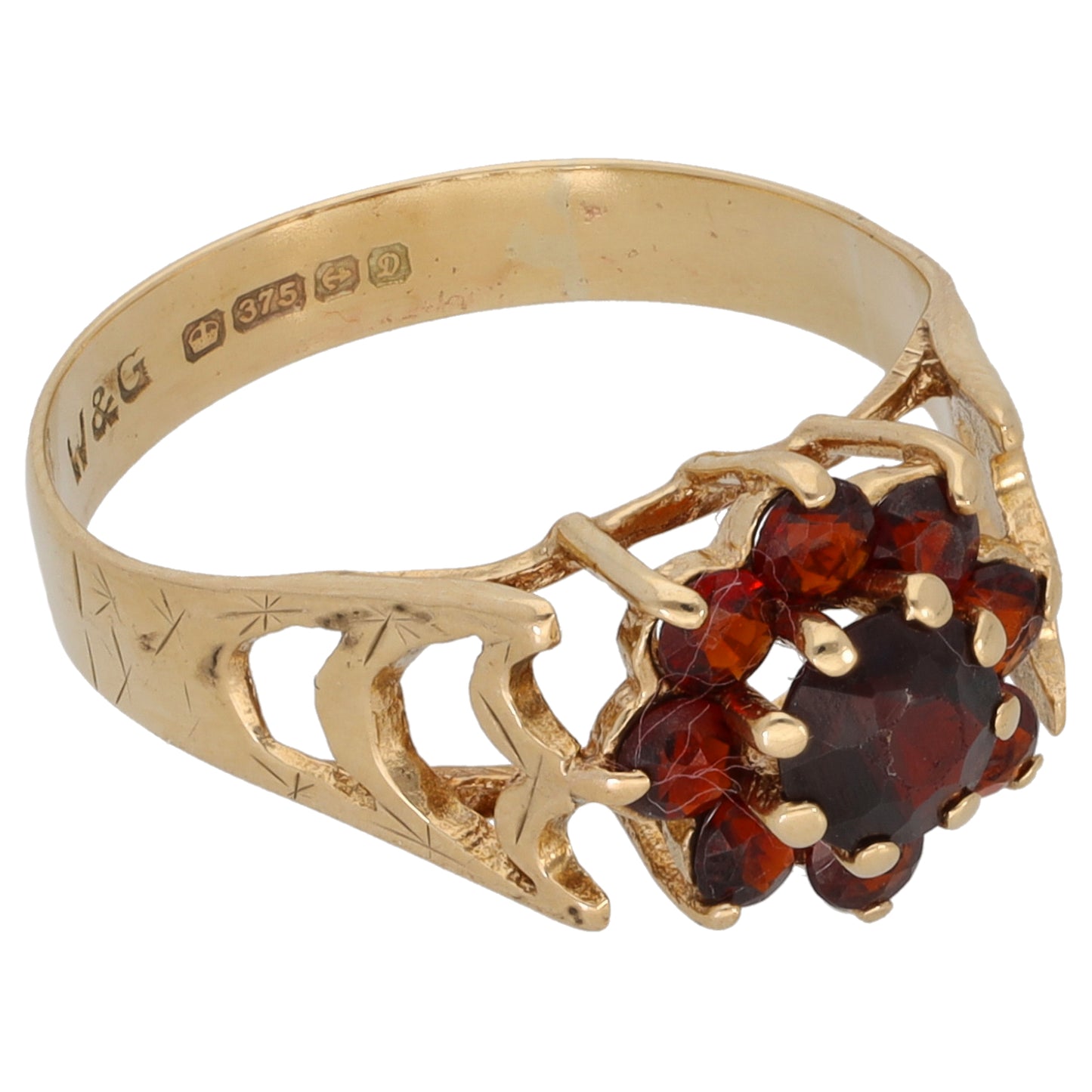 9ct Gold Garnet Dress/Cocktail Ring Size L