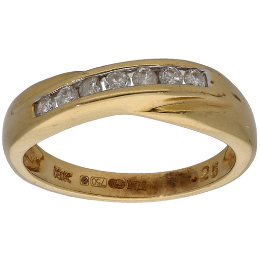 18ct Gold 0.25ct Diamond Half Eternity Ring Size N