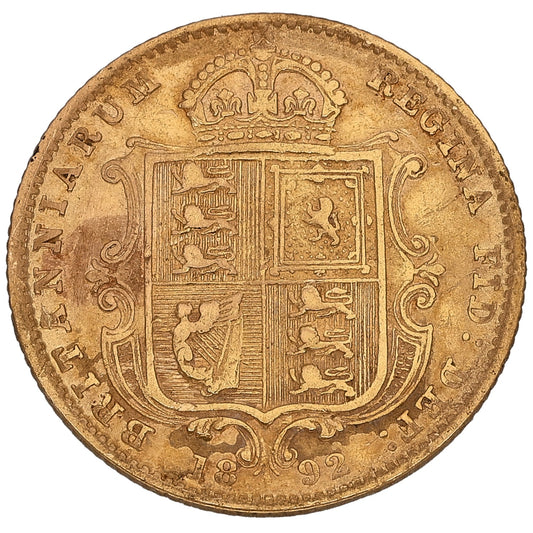 22ct Gold Queen Victoria Half Sovereign Coin 1892