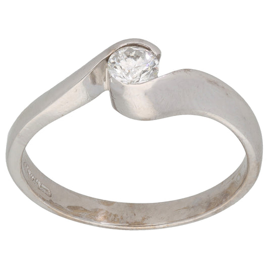 18ct White Gold 0.25ct Diamond Solitaire Ring Size P