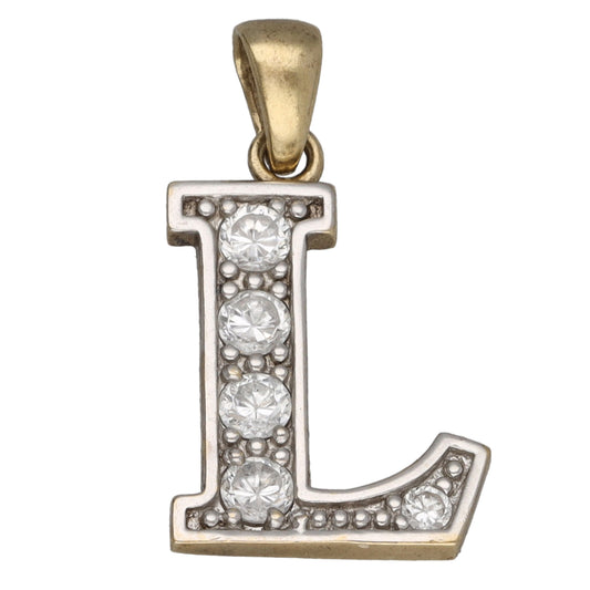 9ct Gold Cubic Zirconia Initial 'L' Pendant