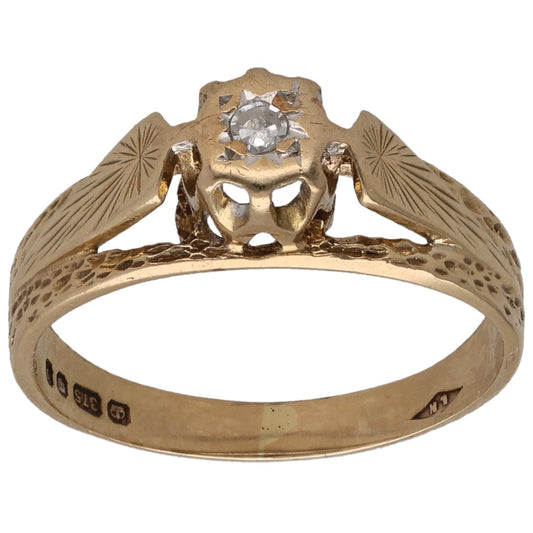 9ct Gold 0.04ct Diamond Solitaire Ring Size K