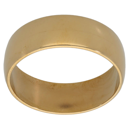 9ct gold plain wedding ring band, smooth rounded profile