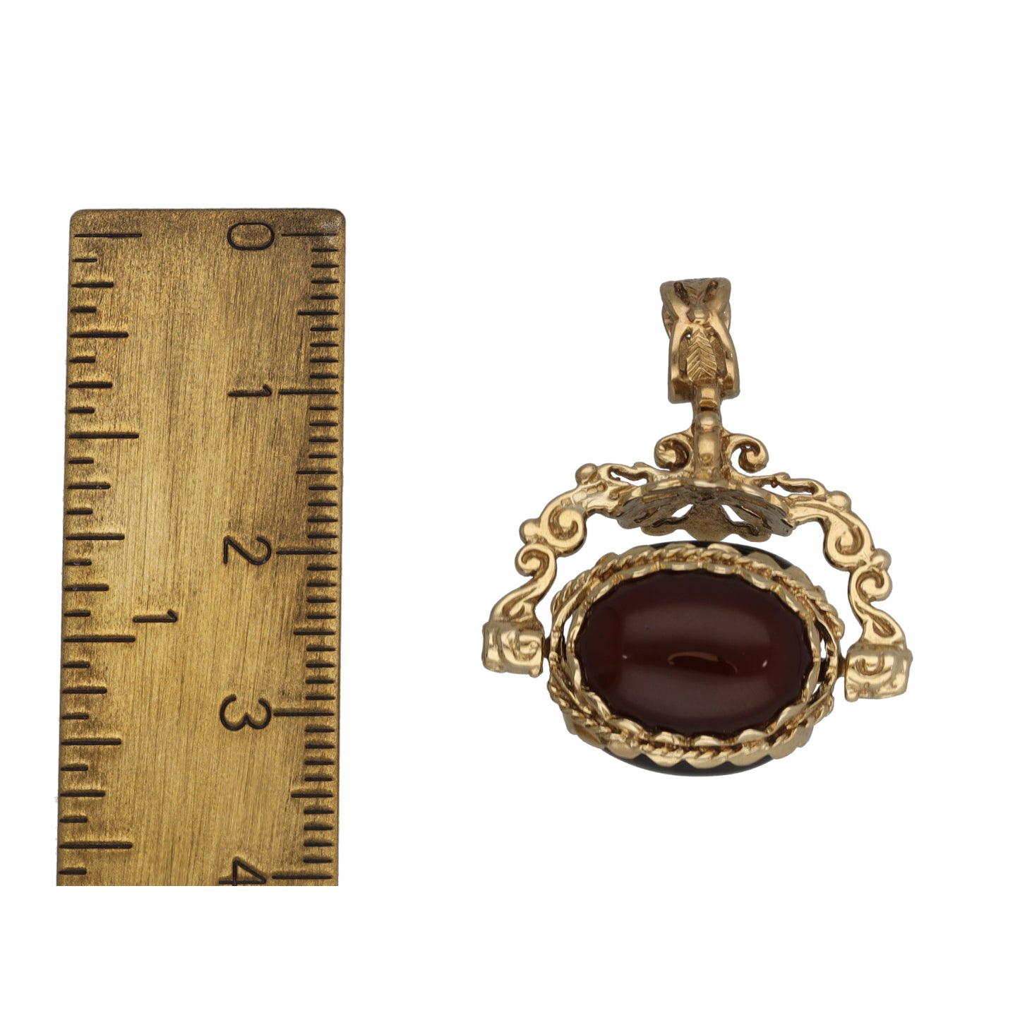 9ct Gold Carnelian & Tiger's Eye & Onyx Fob Pendant