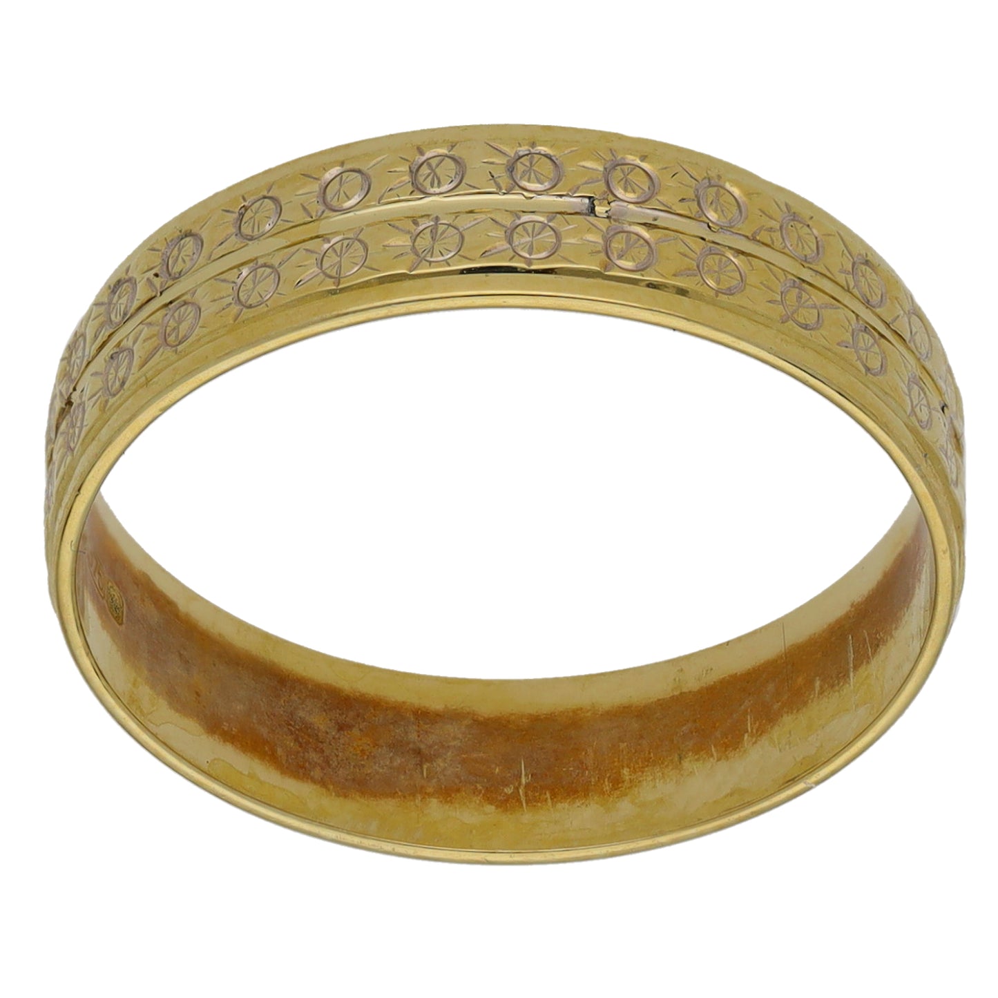 9ct Gold Patterned Wedding Ring Size P