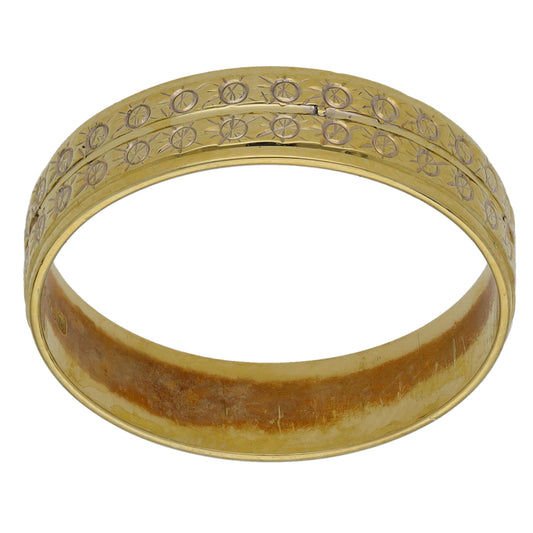 9ct Gold Patterned Wedding Ring Size P