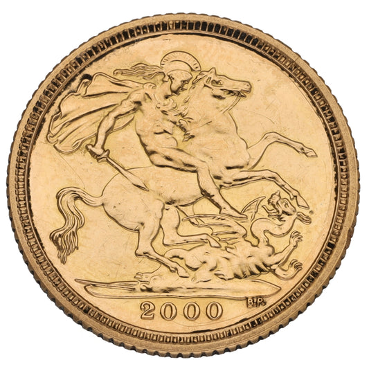 22ct Gold Queen Elizabeth II Half Sovereign Coin 2000