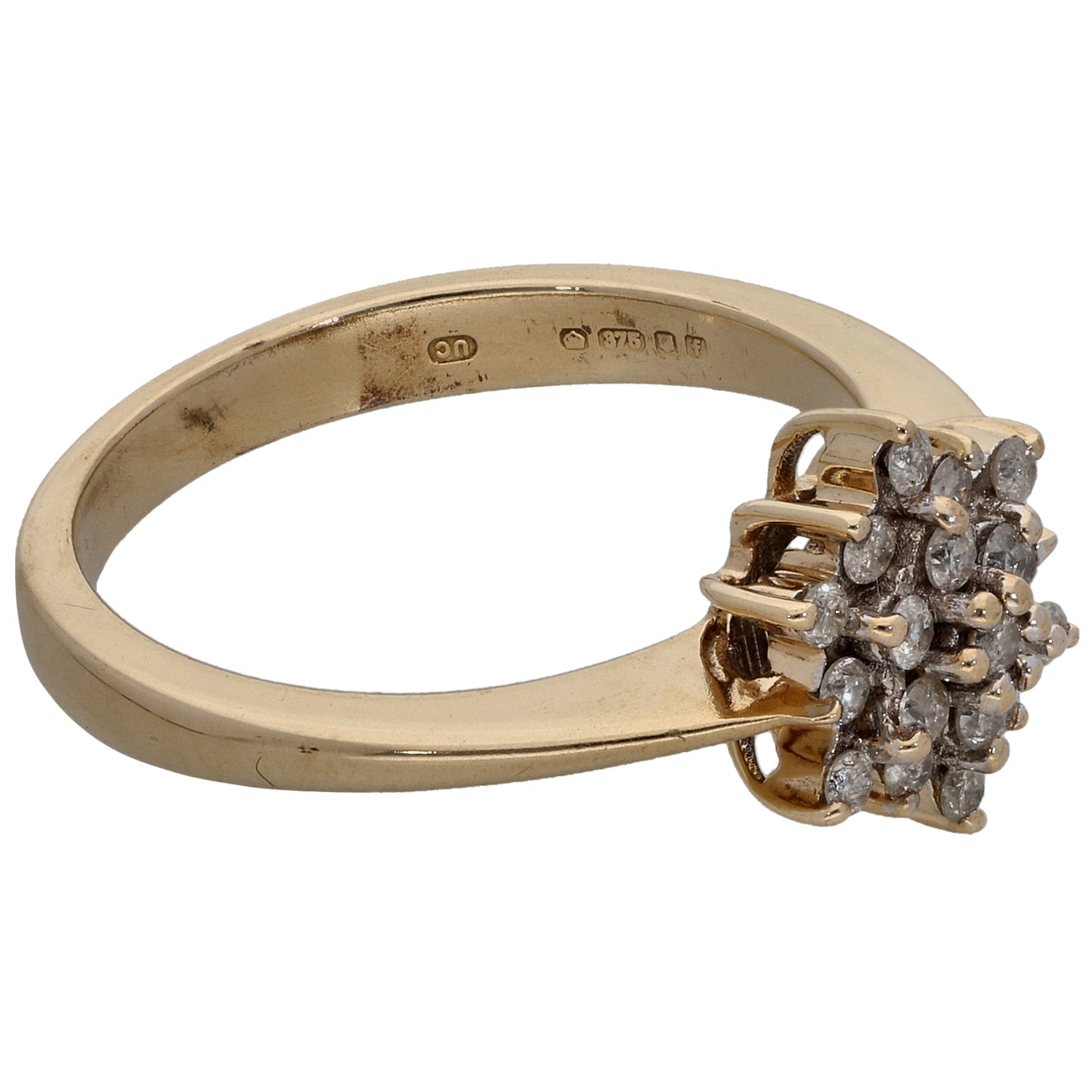 9ct Gold 0.19ct Diamond Cluster Ring Size M