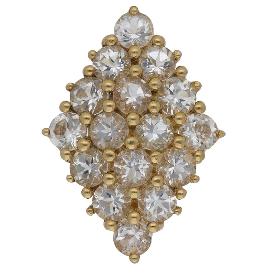 9ct Gold Cubic Zirconia Dress/Cocktail Ring Size O