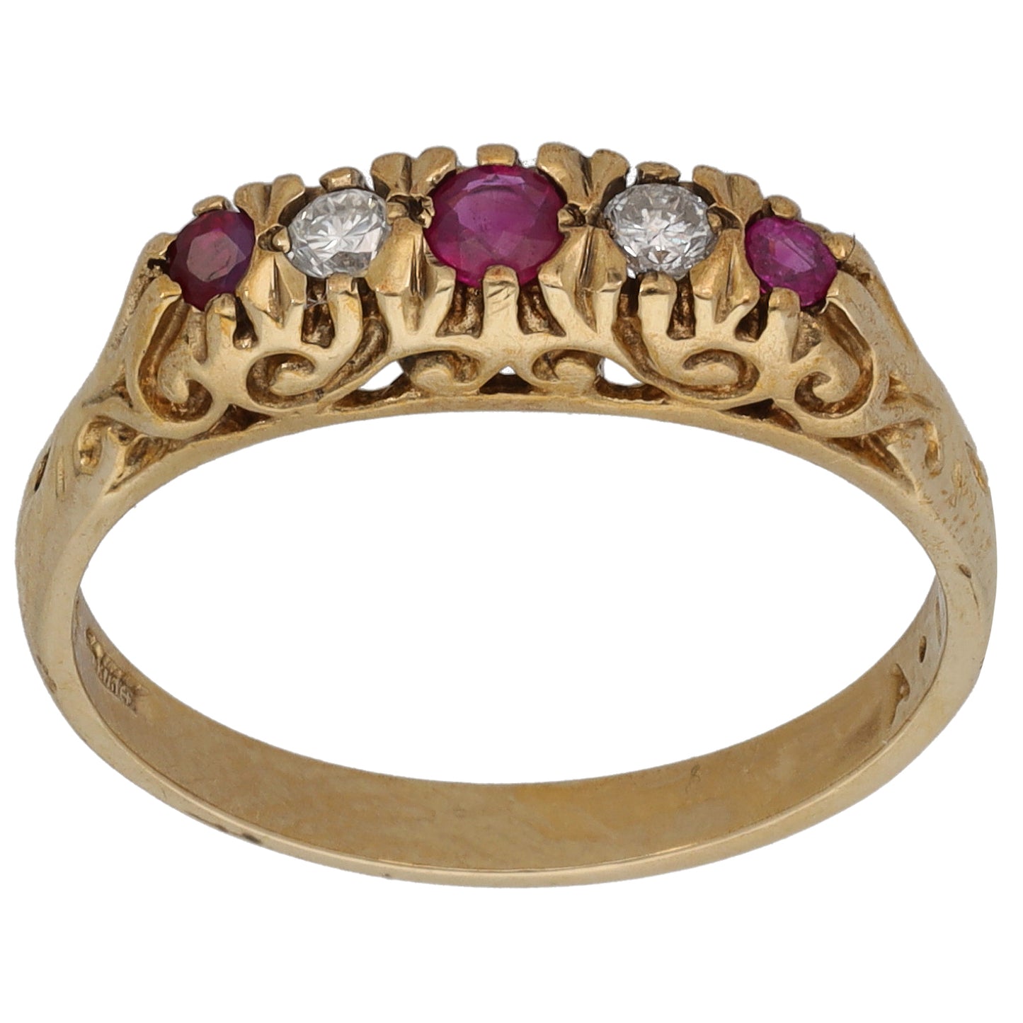 9ct Gold 0.10ct Diamond & Ruby Dress/Cocktail Ring Size O