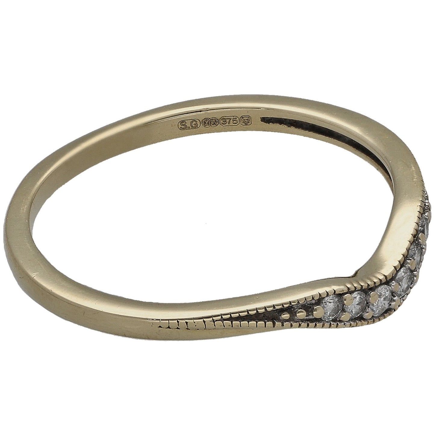 9ct Gold 0.05ct Diamond Wishbone Ring Size M