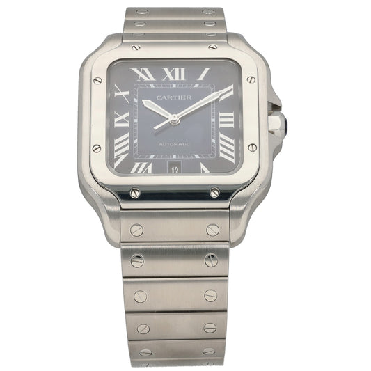 Cartier Santos WSSA0030 40mm stainless steel watch with black dial and Roman numeral hands