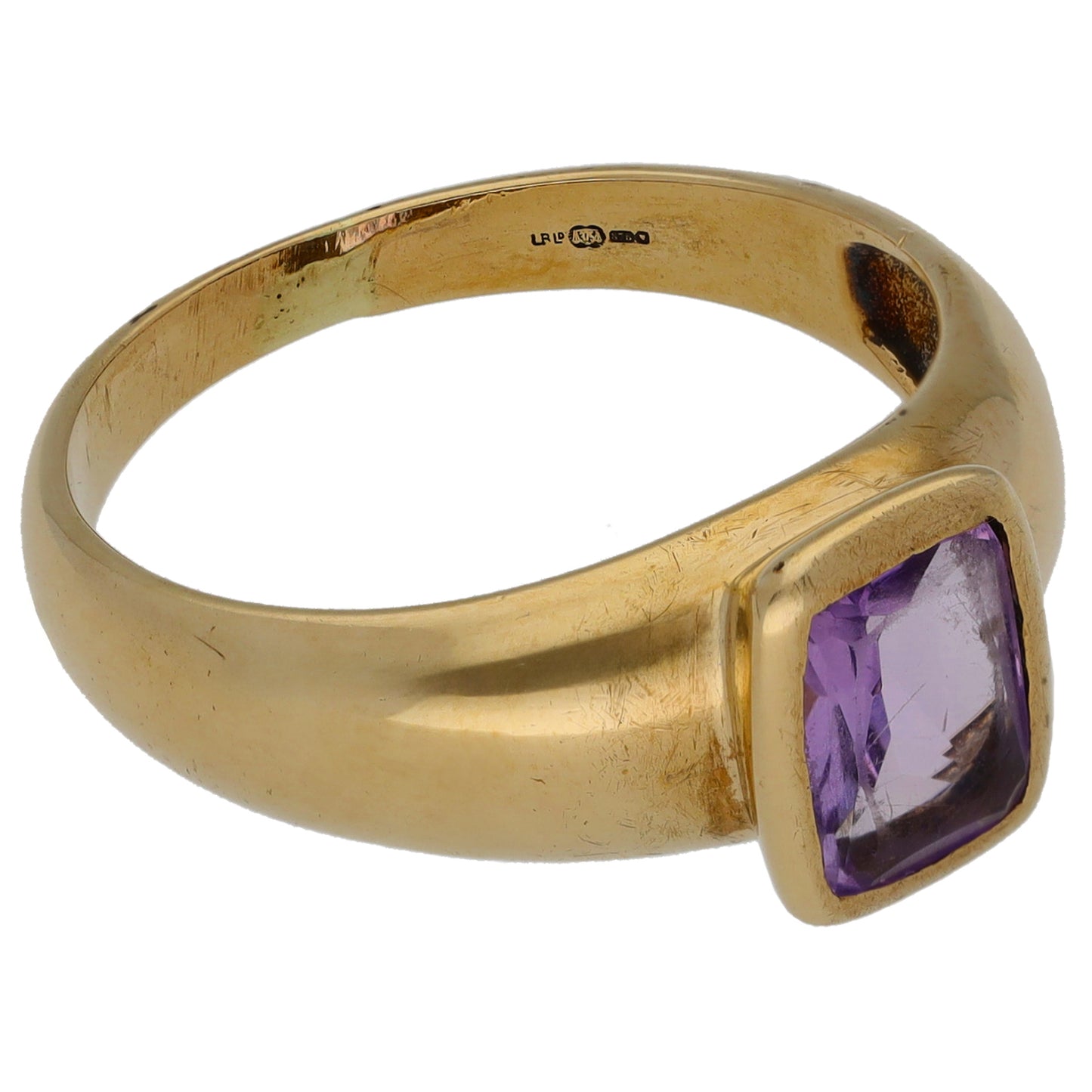 9ct Gold Amethyst Single Stone Ring Size R