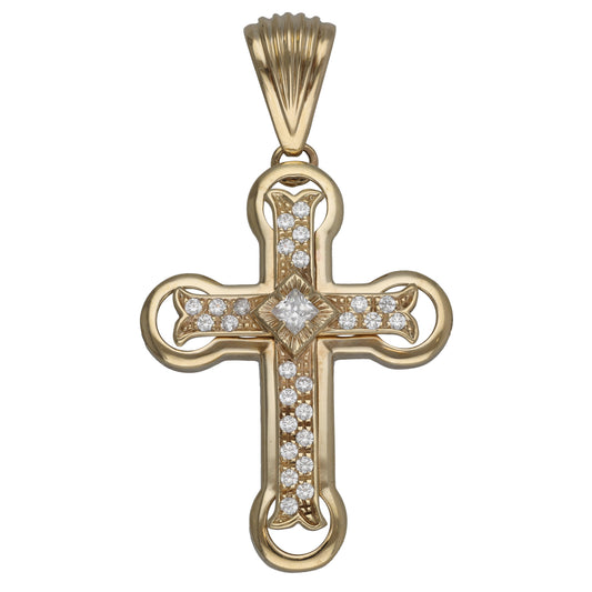 9ct Gold Cubic Cross Zirconia Pendant