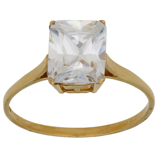 9ct Gold Cubic Zirconia Single Stone Ring Size V