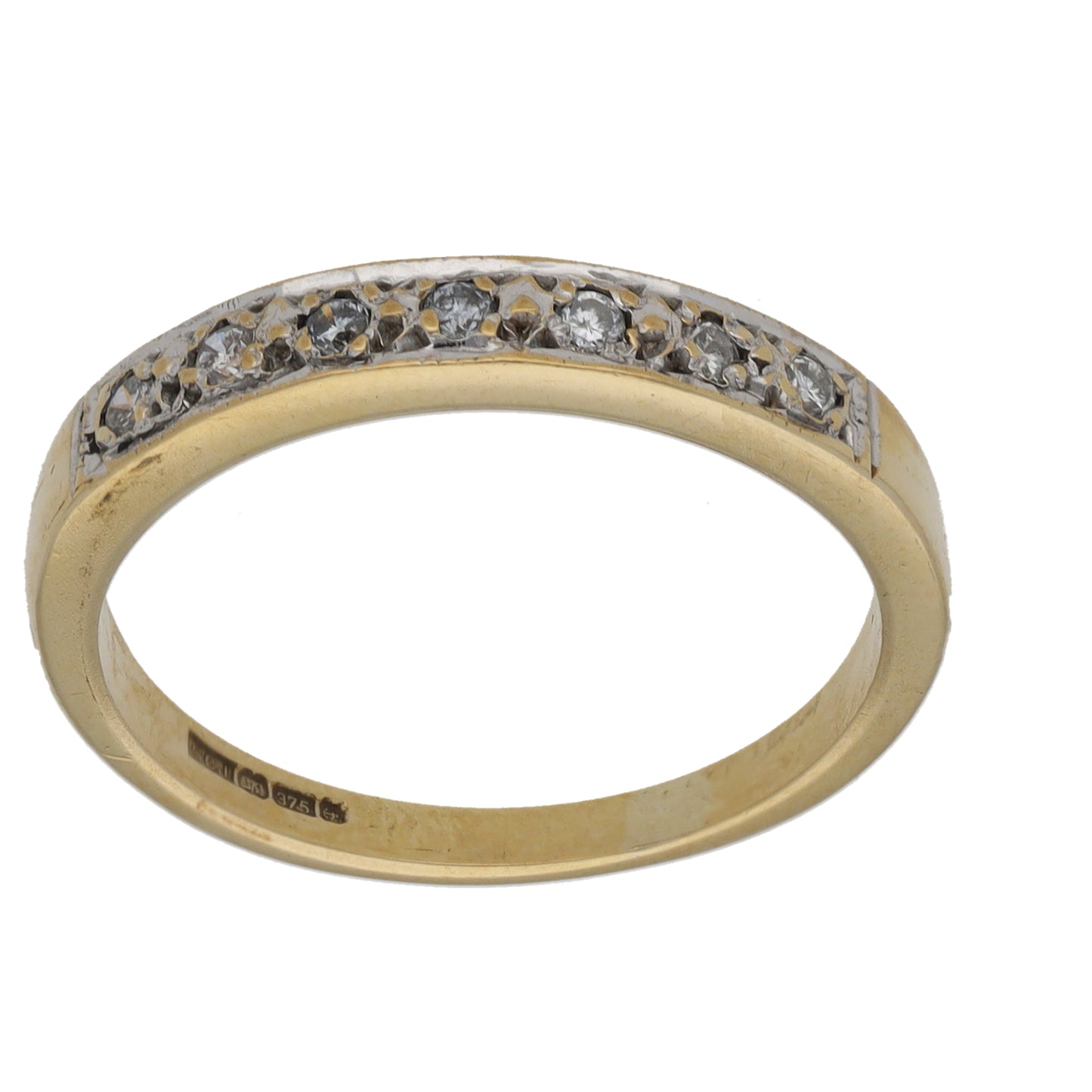 9ct Gold 0.07ct Diamond Half Eternity Ring Size N