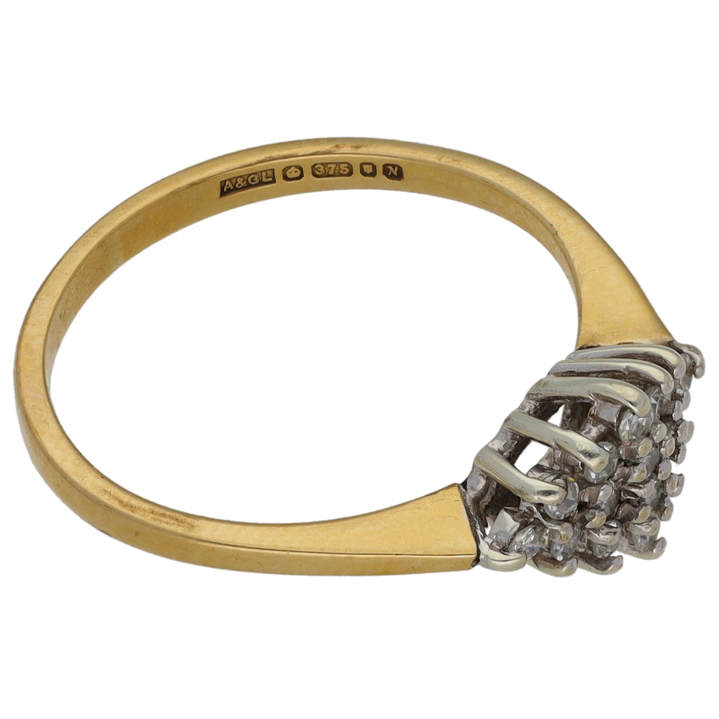 9ct Gold 0.16ct Diamond Cluster Ring Size L