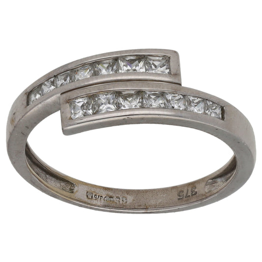 9ct White Gold Cubic Zirconia Half Eternity Ring Size M