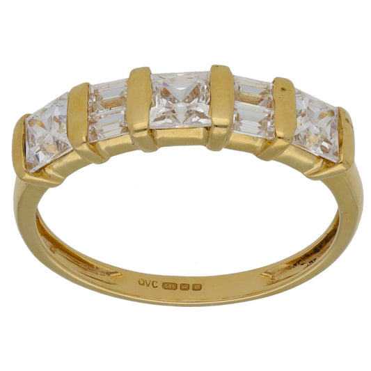 14ct Gold Cubic Zirconia Half Eternity Ring Size Q