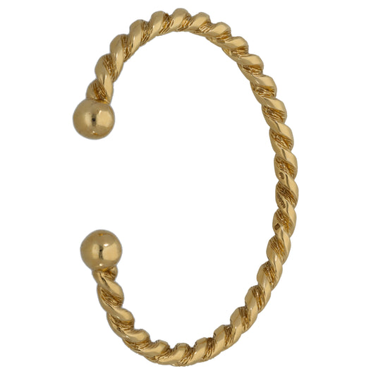 9ct gold torque bangle with twisted rope links and round ball ends