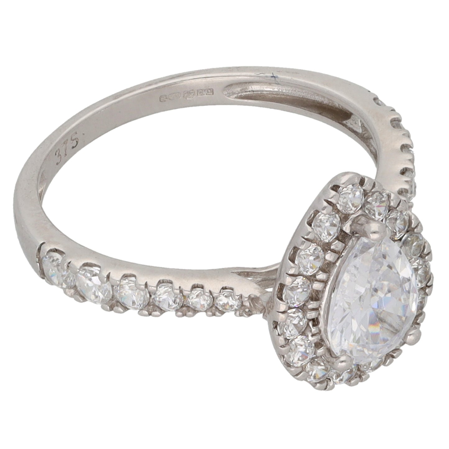 9ct White Gold Cubic Zirconia Dress/Cocktail Ring Size K