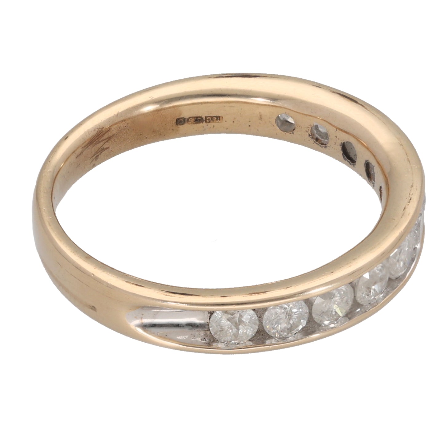 9ct Gold 0.88ct Diamond Half Eternity Ring Size Q