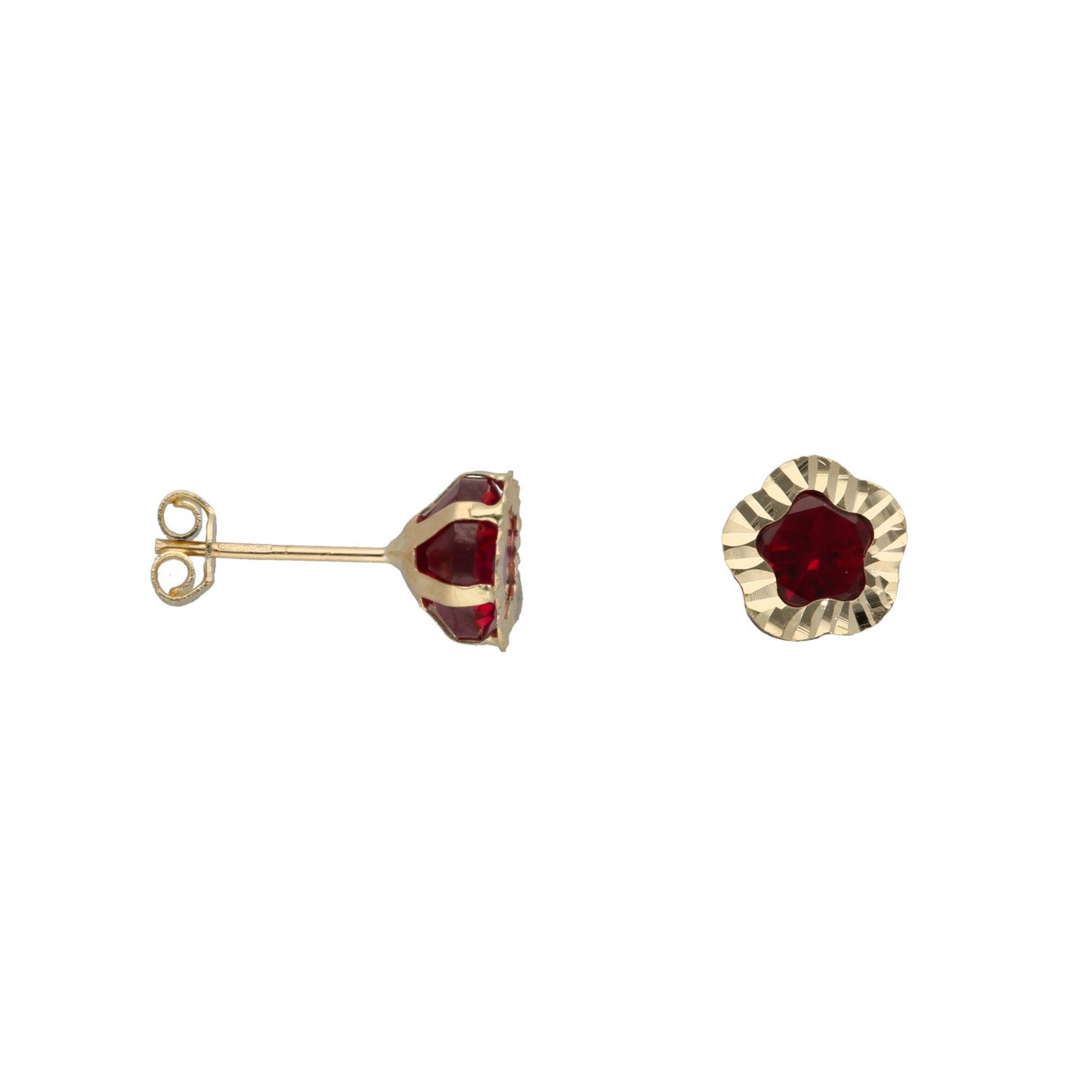 9ct Gold Red Stone Stud Earrings