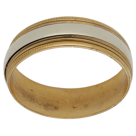 9ct Bicolour Gold Plain Wedding Ring Size P