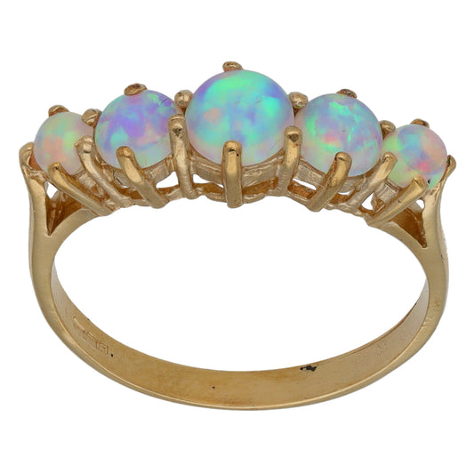 9ct Gold Opal Half Eternity Ring Size N