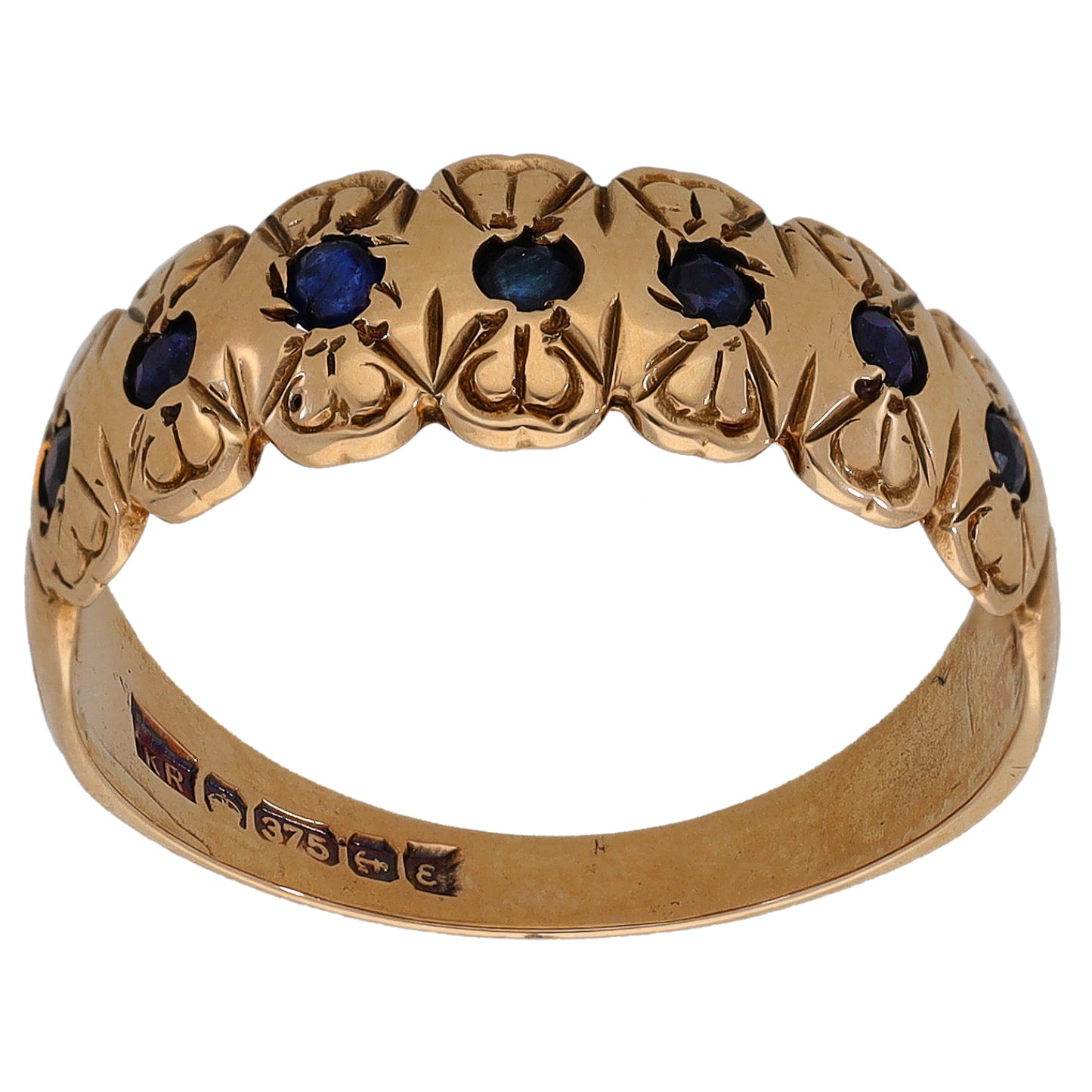 9ct Gold Sapphire Half Eternity Ring Size O