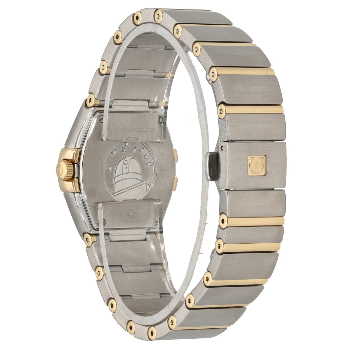 Omega Constellation 123.25.27.60.55.003, white Mother of Pearl dial with a diamond set bezel.