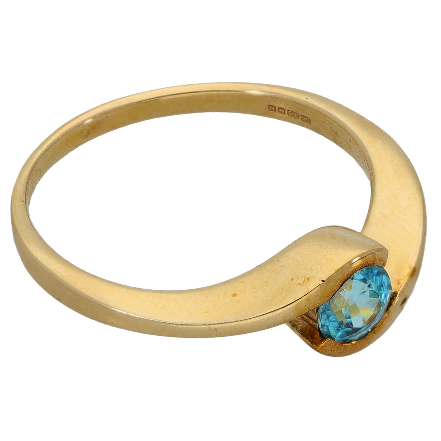 9ct Gold Zircon Single Stone Ring Size R