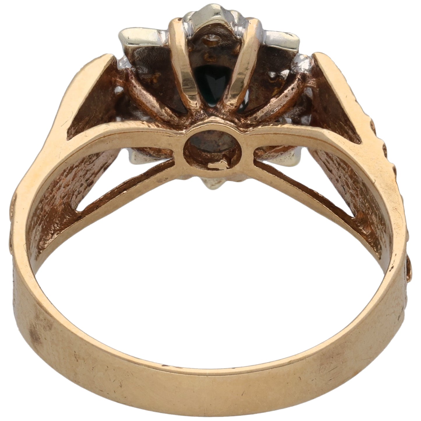 9ct Gold Sapphire & 0.04ct Diamond Dress/Cocktail Ring Size M