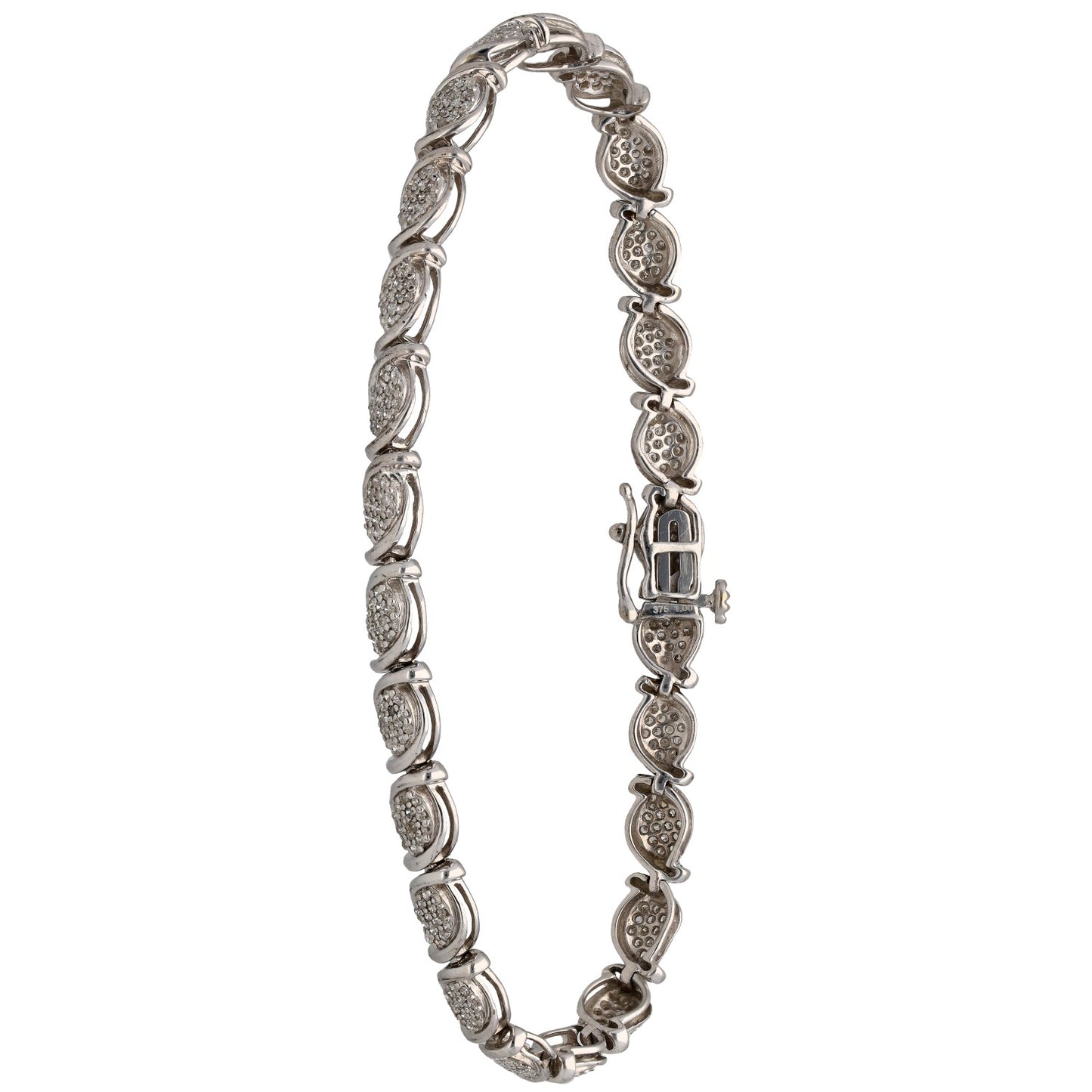 9ct White Gold 1.75ct Diamond Fancy Stone Set Bracelet
